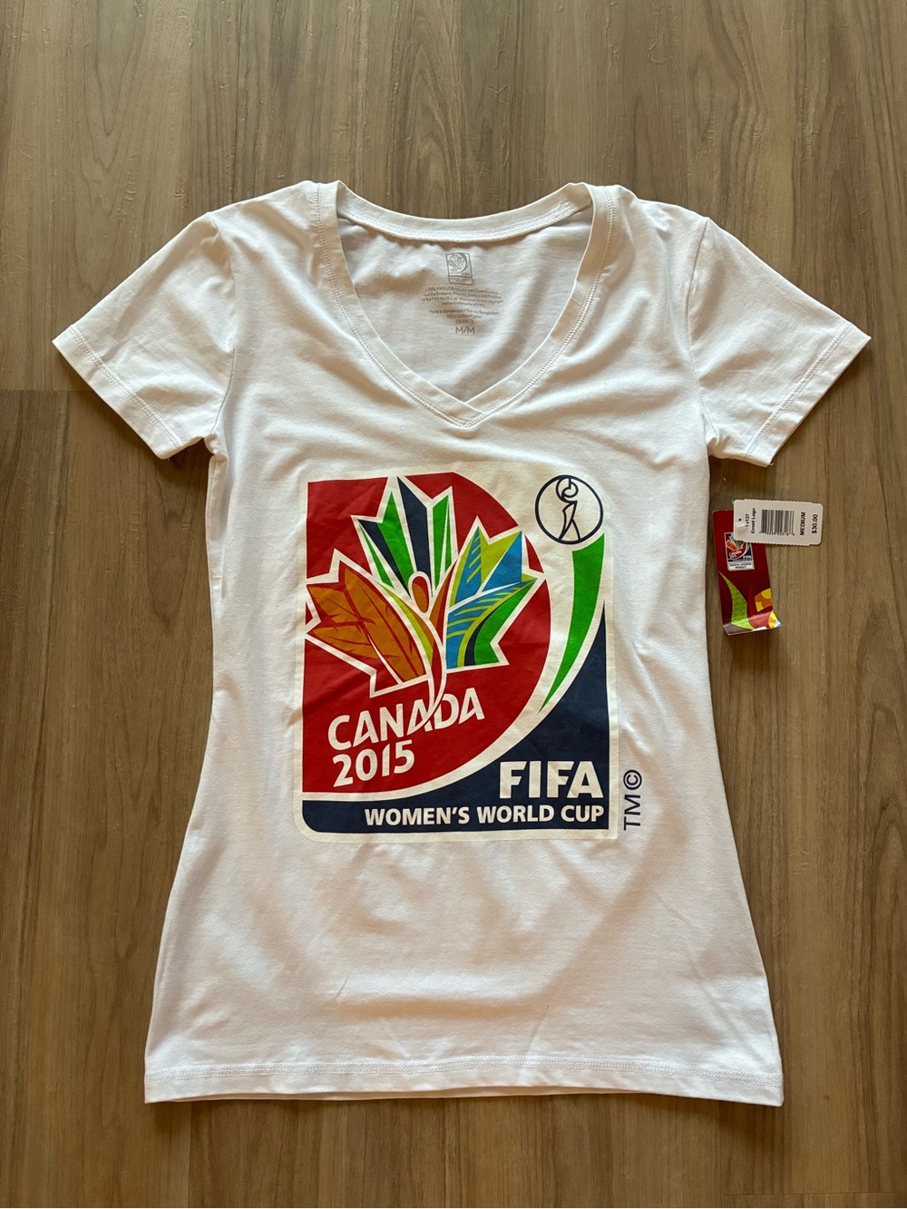 FIFA Women's World Cup Canada 2015 White Graphic V-Neck Tee
